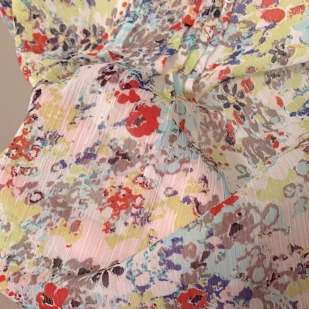 American Rag Semi-Sheer Floral High-Low Peasant Top - Picture 8 of 12